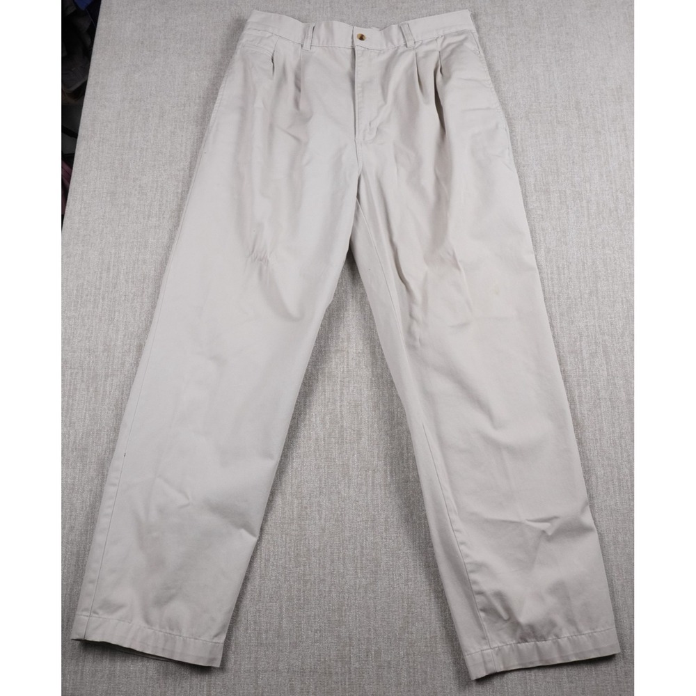 Bugle Boy Khakis Pants Comfort Fit Loose Pleated 90s Vintage White Pants 32x31